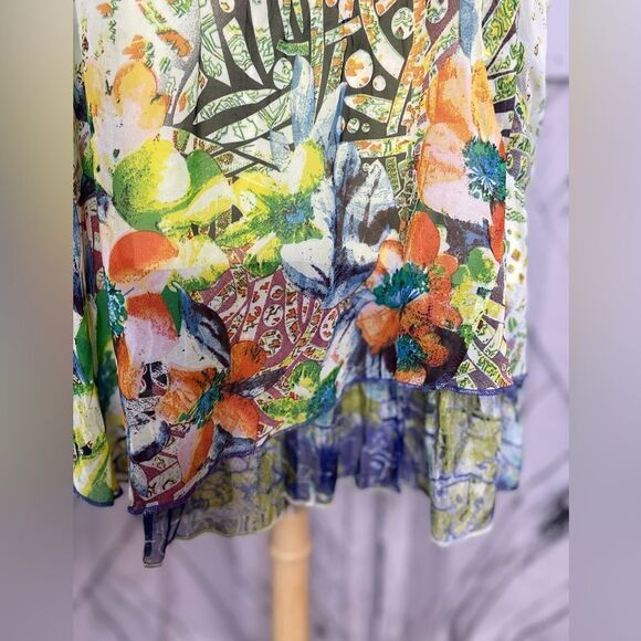 Klozlyne Anthropologie multi-pattern tiered mini dress S - Picture 7 of 9